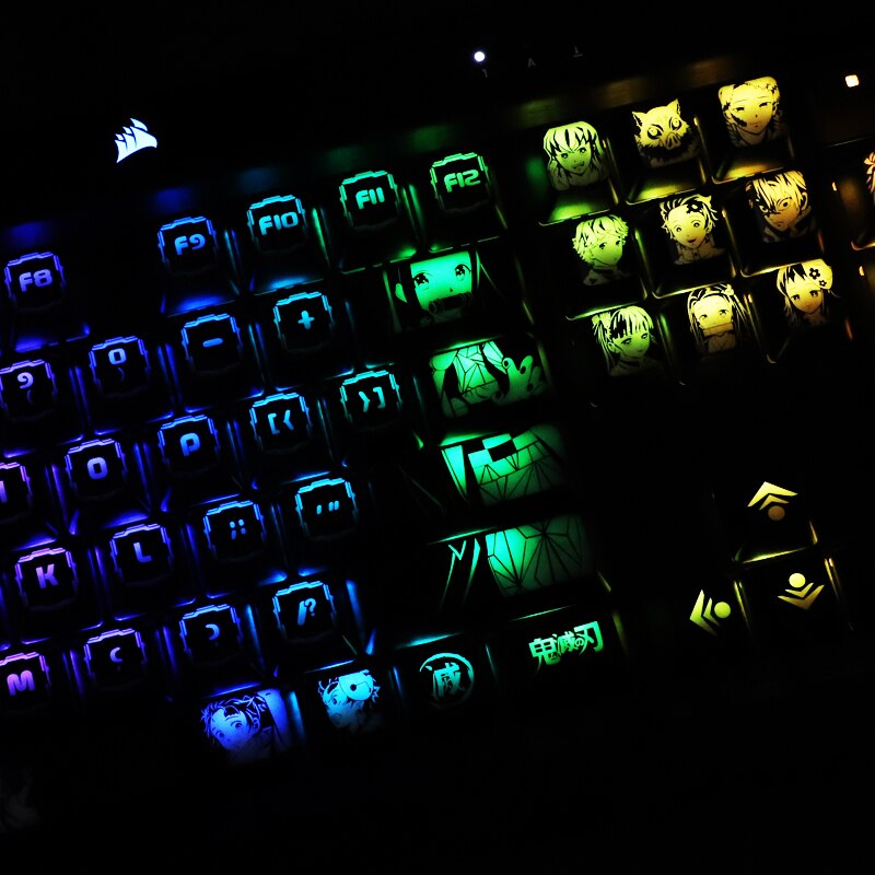 Mechanical Keyboard RGB Translucent Keycaps DIY Macro Programming For Anime Demon Slayer Hot Swap Silver Purple 1 - Anime Lamp